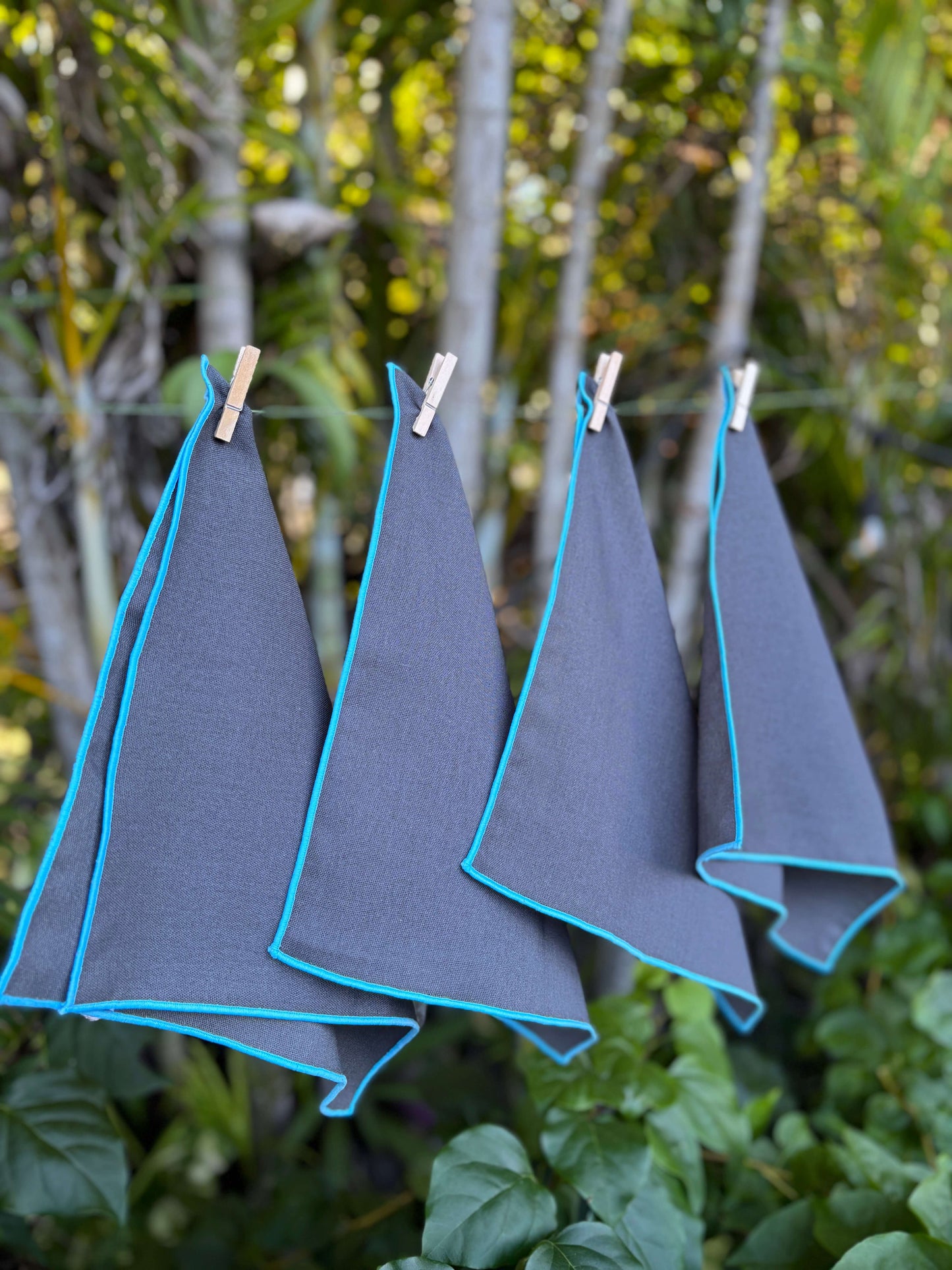 Grey and Blue Cloth Napkins