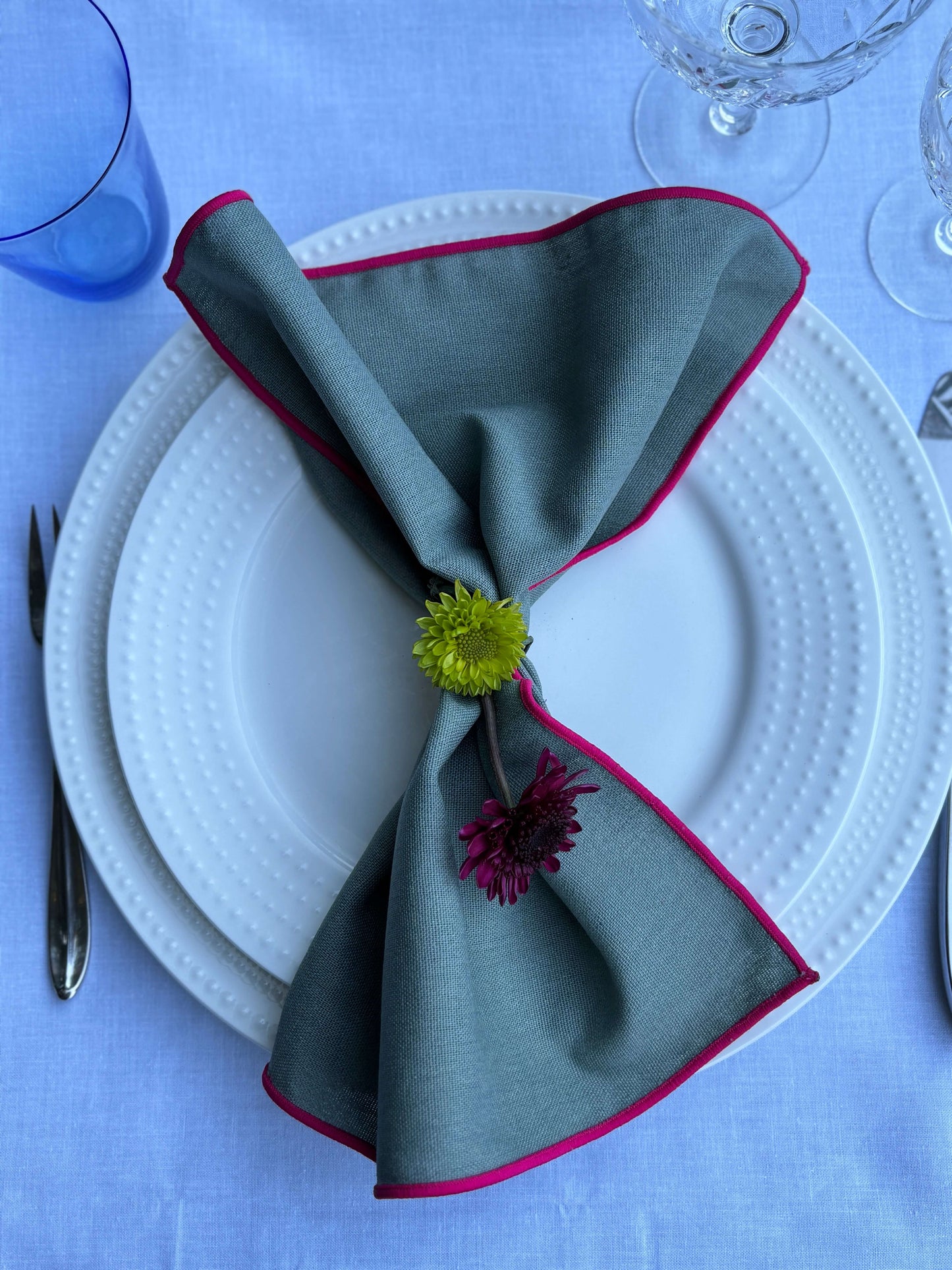 Khaki and Pink Cloth Napkins