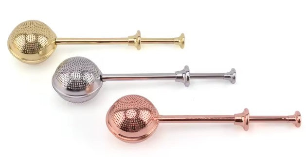 Ball Shape Tea Infuser with Push Handle - Stainless Steel Loose Leaf Strainer (Rose gold)