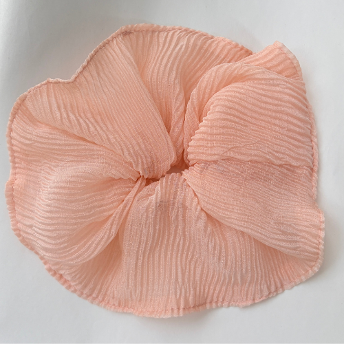 Oversized Korean Pleated Scrunchie - Jumbo Hair Tie - Pink