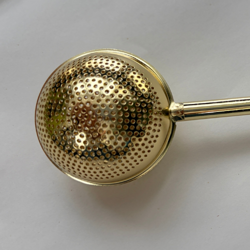 Ball Shape Tea Infuser with Push Handle - Stainless Steel Loose Leaf Strainer (Light Gold)