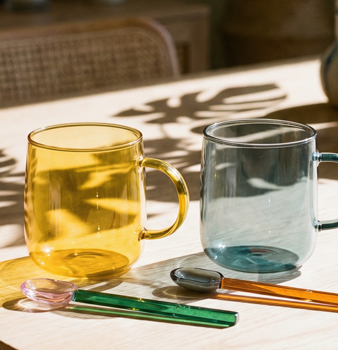 Colored Glass Mug - Amber (Sets of 2 & 4)