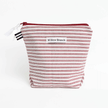 Pochette zippée rayée rouge et blanc faite main 