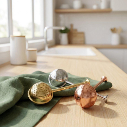 Infuseur à Thé avec Poignée à Pression -  (Or Clair)