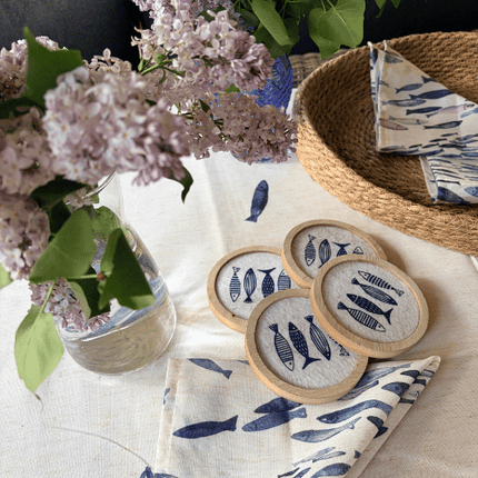 The Coastal Trio – Tablecloth, Napkins & Coasters Set
