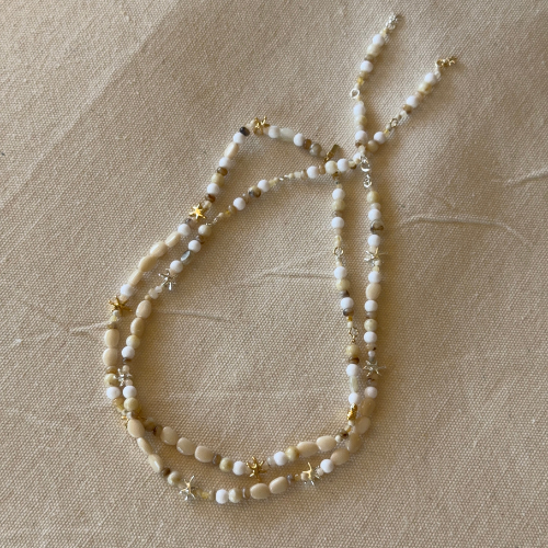 Beaded Starfish Charm Necklace – Gold Plated