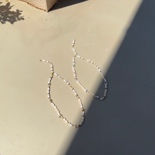 Beaded Starfish Charm Necklace – Gold Plated