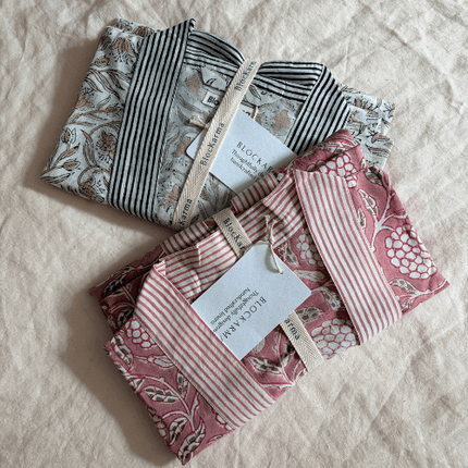 Block-Print Kimono-Style Robe – Blush Pink