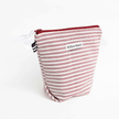 Pochette zippée rayée rouge et blanc faite main 