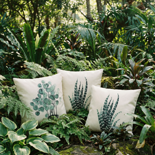 Housses de coussin décoratives en lin à motifs botaniques
