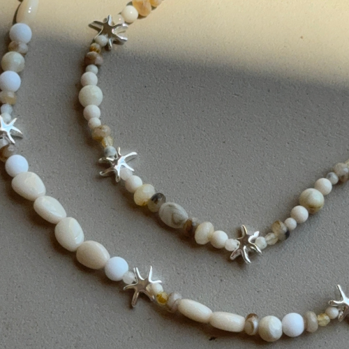 Beaded Starfish Charm Necklace – Gold Plated