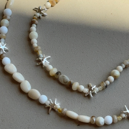 Collier perlé à breloques étoile de mer PRISM – plaqué or