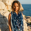 Lotus Kota Cotton Scarf — Hand Block-Printed Indigo