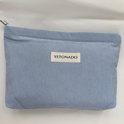 Trousse de maquillage en velours côtelé bleu