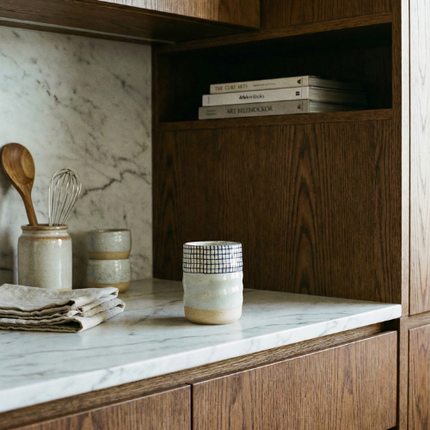 Mugs en céramique de style japonais - Grille bleue (Ensemble de 2 ou 4) 