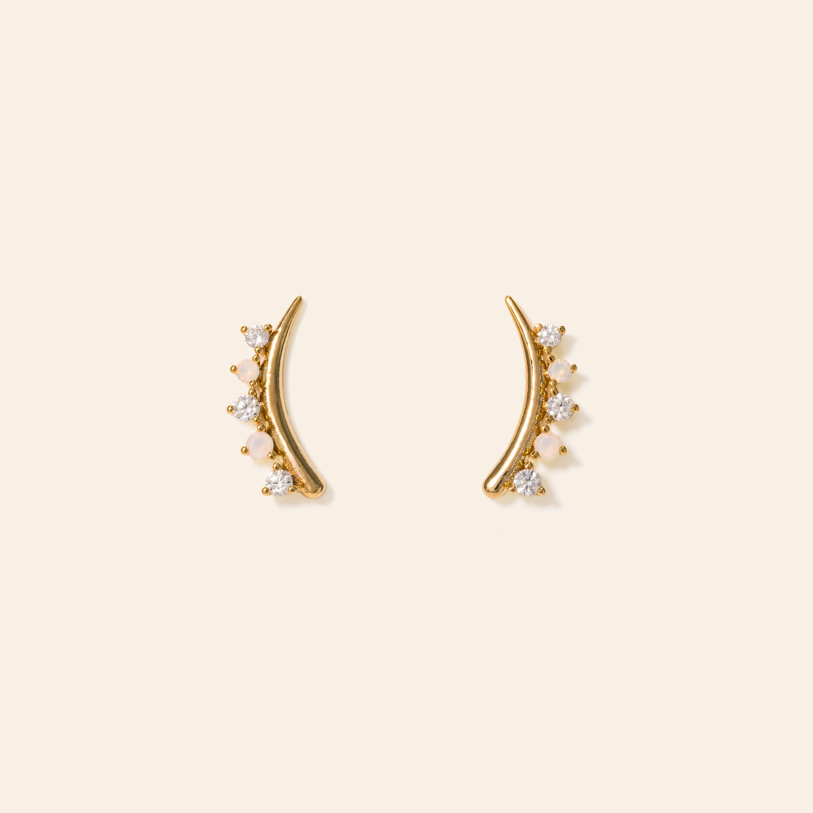 Dewdrop Climber Earrings - White Opal