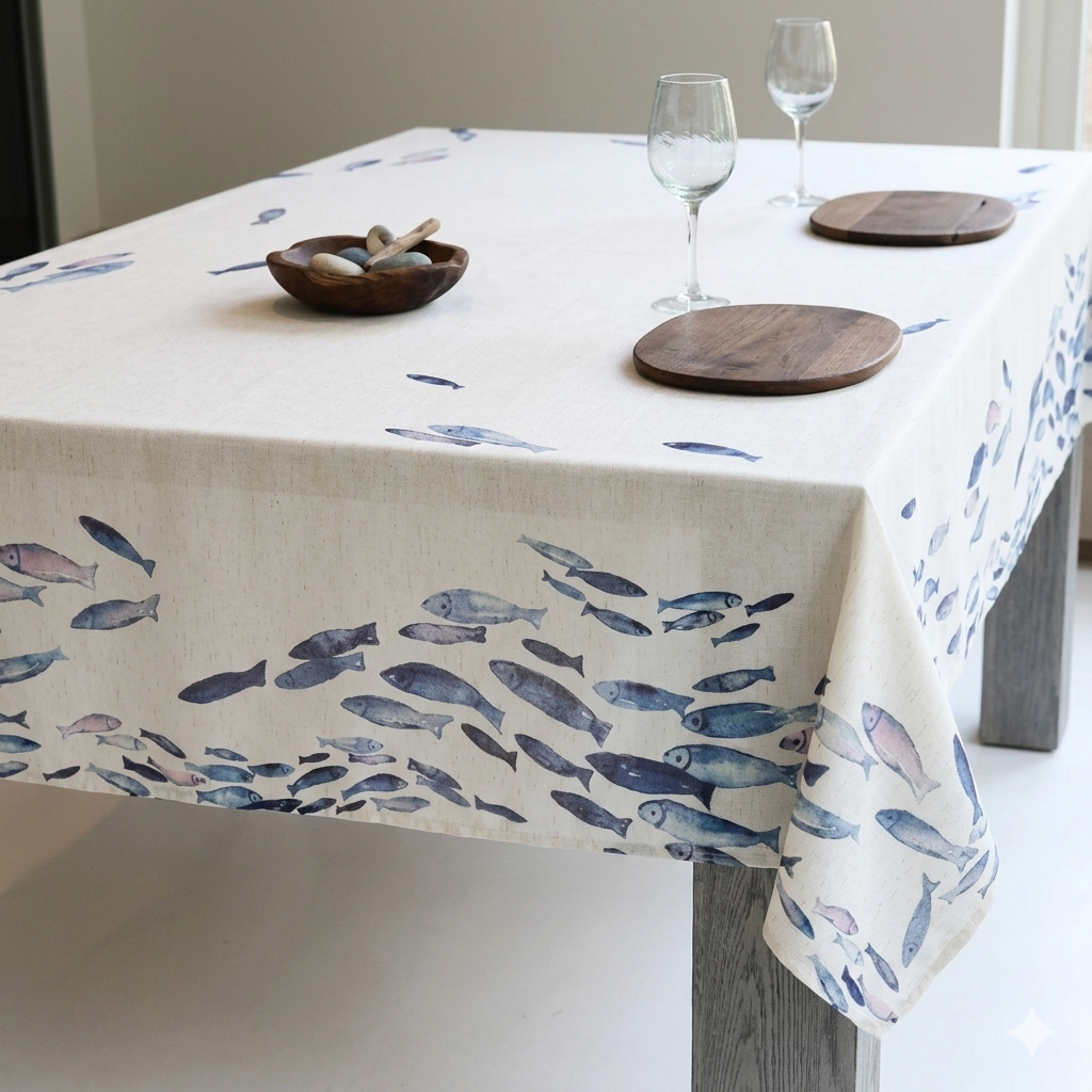 The Coastal Trio – Tablecloth, Napkins & Coasters Set