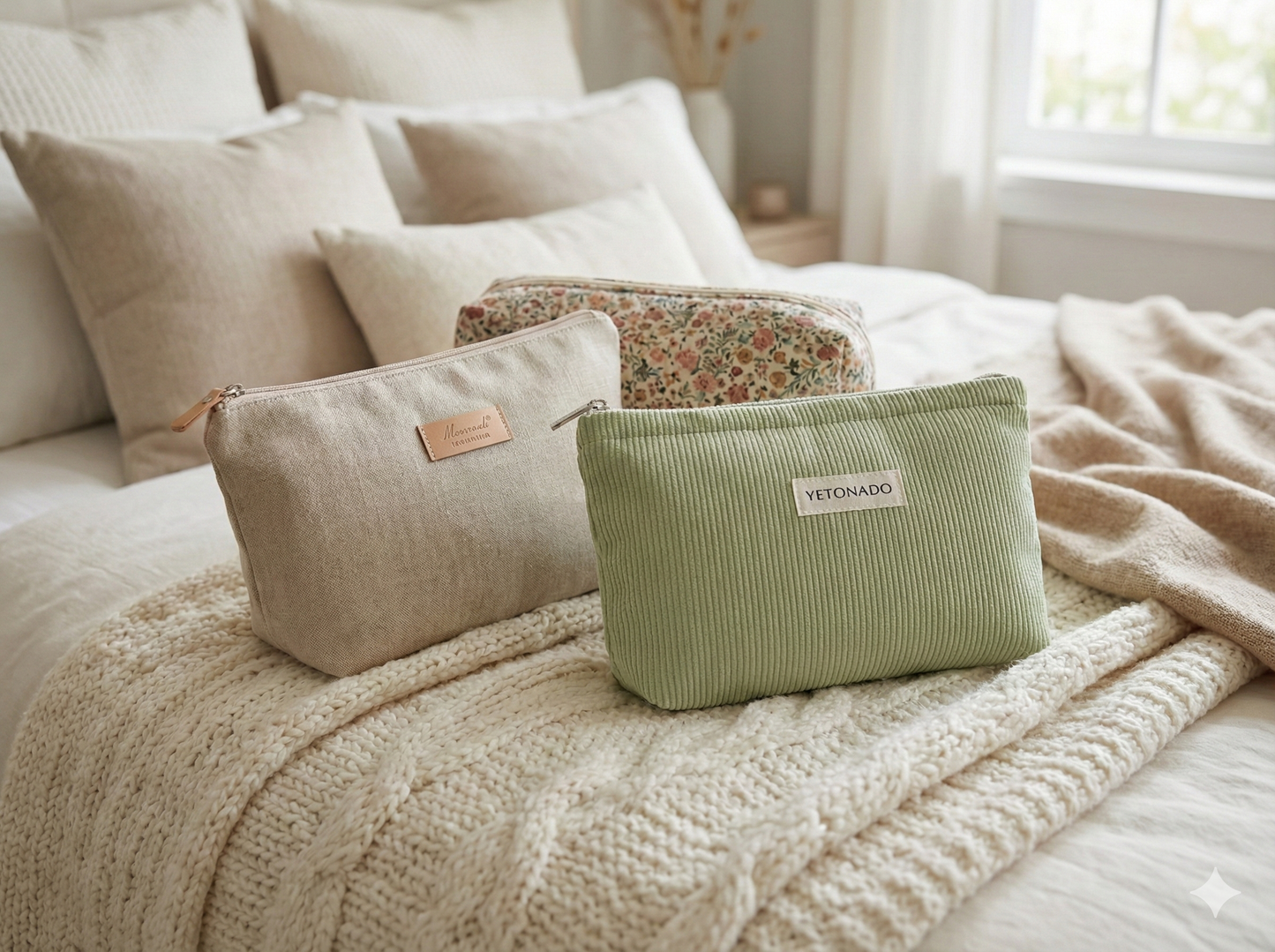 Corduroy Velvet Makeup Bag - Green