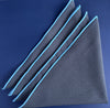 Serviettes de cocktail en coton et lin - Gris anthracite avec bordure bleue (lot de 4)