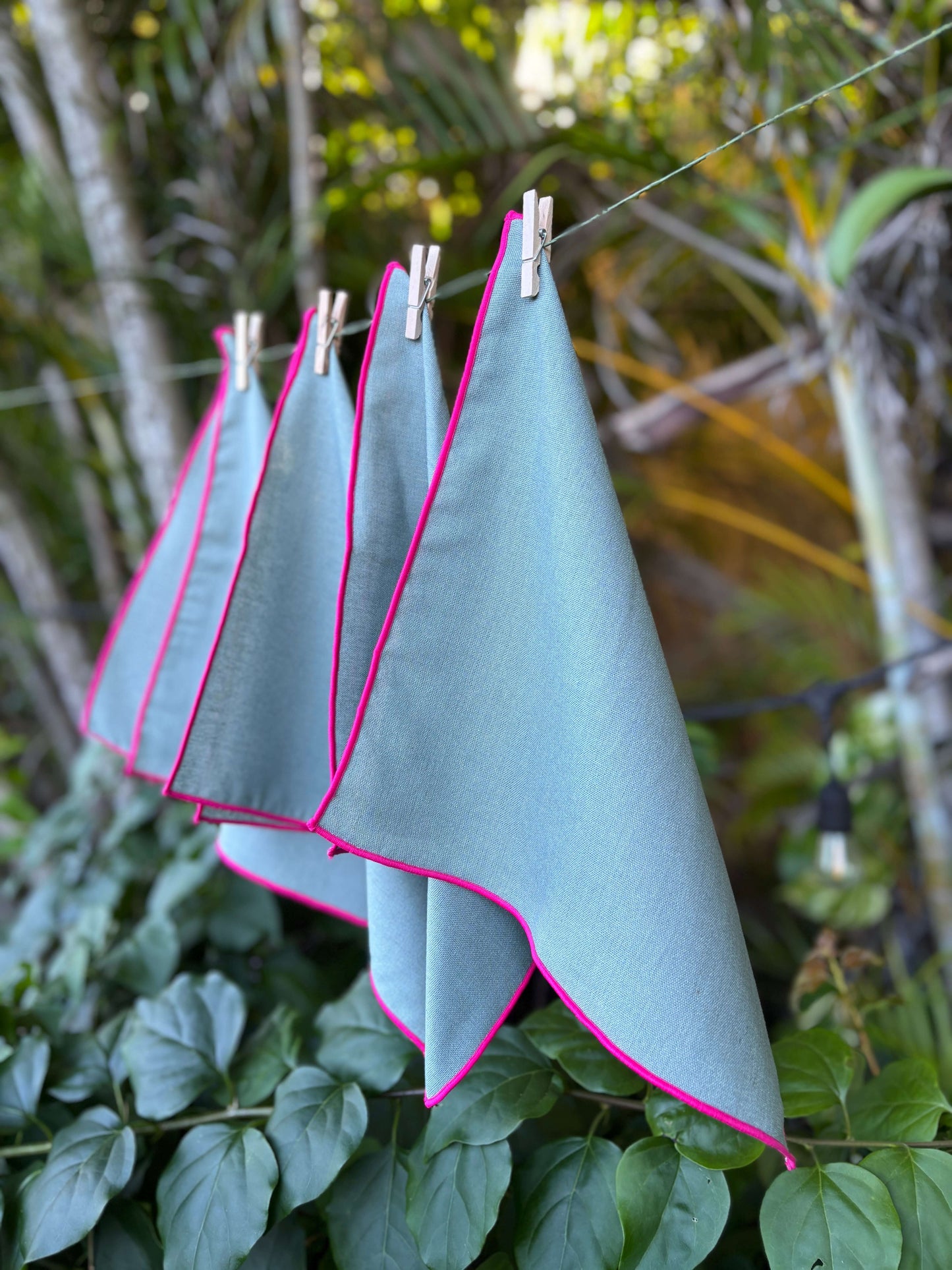 Khaki and Pink Cloth Napkins