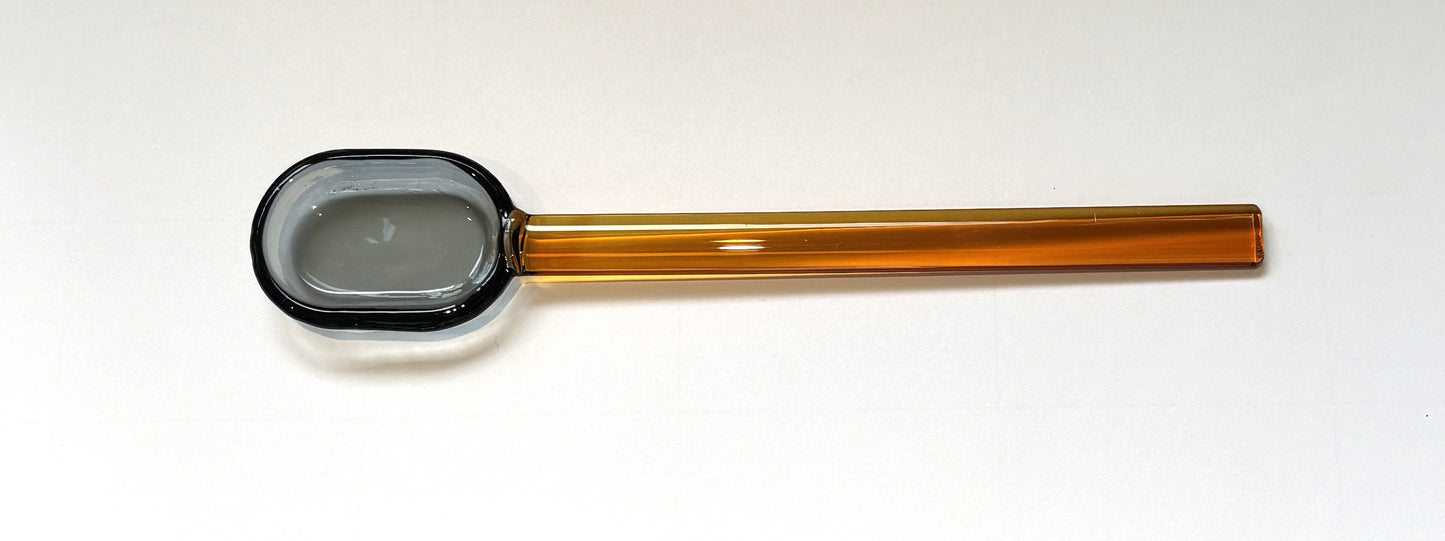 Hand-blown Glass Spoon - Gray & Amber