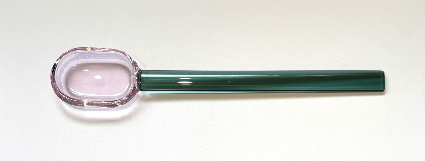 Hand-blown Glass Spoon - Green & Pink