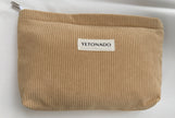 Corduroy Velvet Makeup Bag - Beige