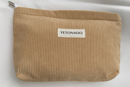 Trousse de maquillage en velours côtelé beige