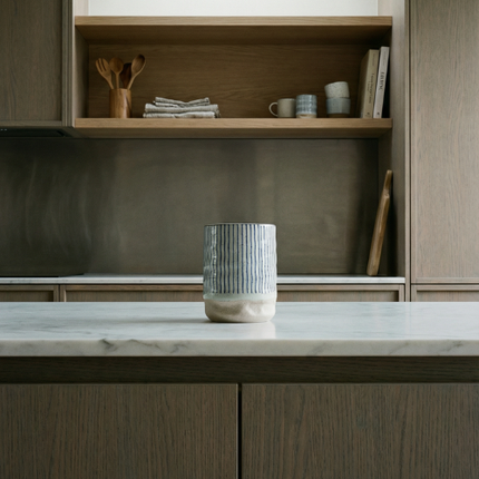 Mugs japonais en céramique - Rayures bleues (Ensemble de 2 ou 4)