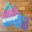 Ensemble artisanal torchon suspendu et débarbouillette - Collection Lucie
