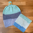 Ensemble artisanal torchon suspendu et débarbouillette - Collection Lucie