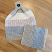 Ensemble artisanal torchon suspendu et débarbouillette - Collection Lucie