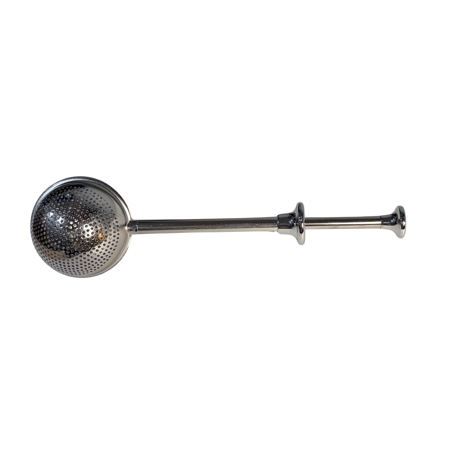 Ball Shape Tea Infuser with Push Handle - Stainless Steel Loose Leaf Strainer (Silver)