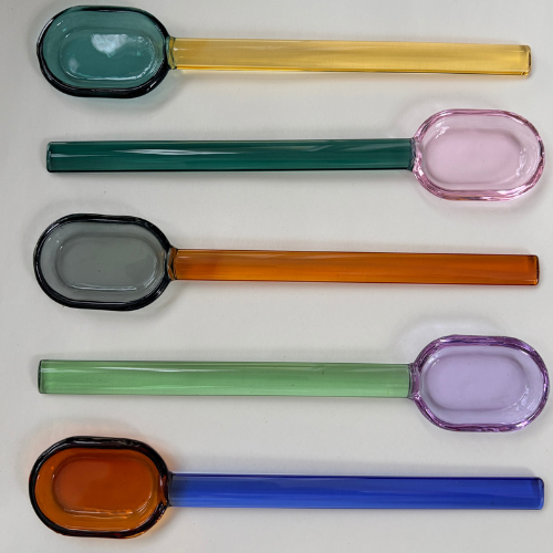 Hand-blown Glass Spoon - Gray & Amber