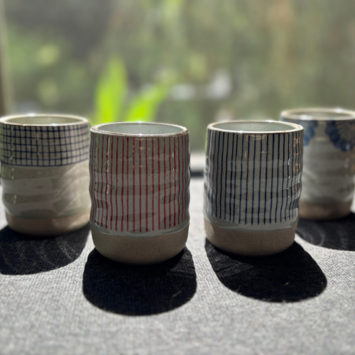 Japanese-Style Ceramic Mug - Blue Floral