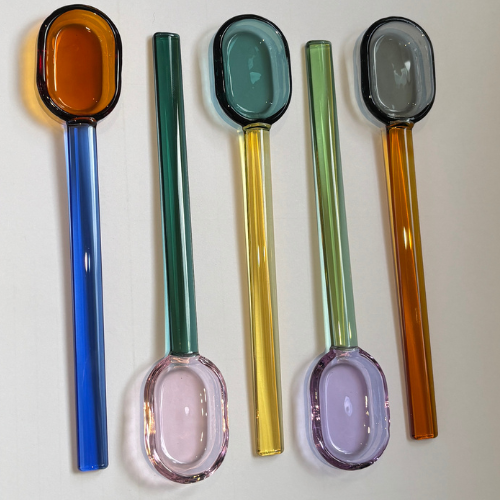 Hand-blown Glass Spoon - Gray & Amber