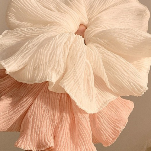 Oversized Korean Pleated Scrunchie - Jumbo Hair Tie - Black