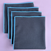 Serviettes de cocktail en coton et lin - Gris anthracite avec bordure bleue (lot de 4)