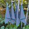 Serviettes de cocktail en coton et lin - Gris anthracite avec bordure bleue (lot de 4)