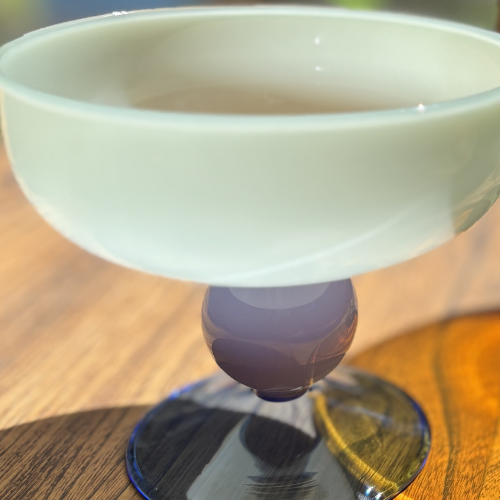 Coupe à dessert en verre soufflé à la main - Vert, violet et bleu