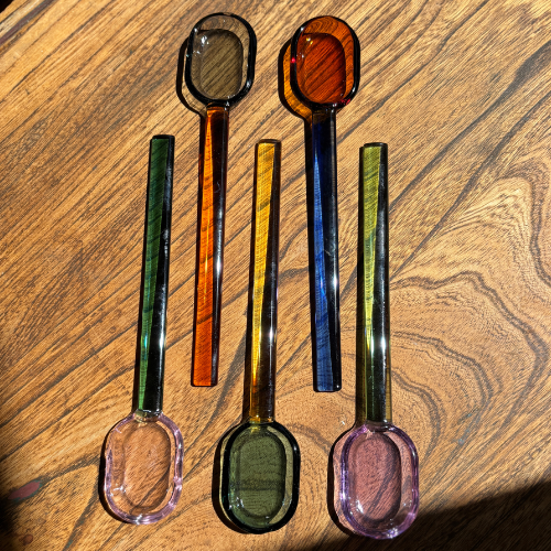 Hand-blown Glass Spoon - Gray & Amber