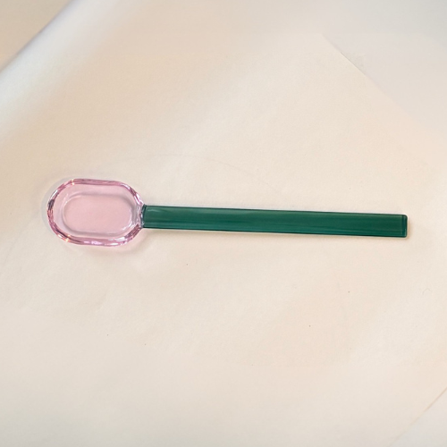 Hand-blown Glass Spoon - Green & Pink