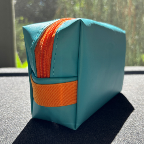 Colorful Turquoise & Orange Makeup Bag