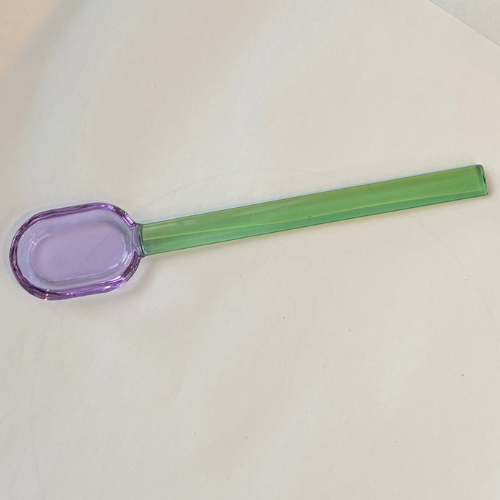 Hand-blown Glass Spoon - Green & Purple