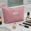 Corduroy Velvet Makeup Bag - Pink