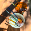 Hand-blown Glass Dessert Bowl - Green, Purple & Blue