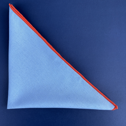 Serviettes de cocktail en coton et lin - Bleu clair avec bordure orange (lot de 4) 