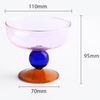 Hand-blown Glass Dessert Bowl - Amber, Purple & Green