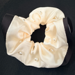 Pearl Satin Scrunchie - White