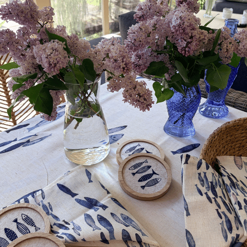 Fish Linen-Blend Napkins – Set of 4